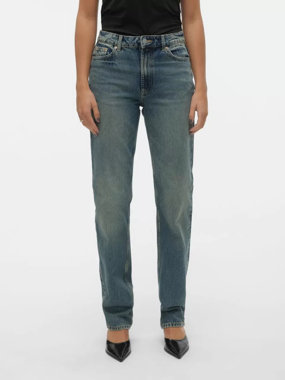 Outlet VERO MODA VMHAILEY Høyt snitt Straight Fit Jeans Medium Blue Denim