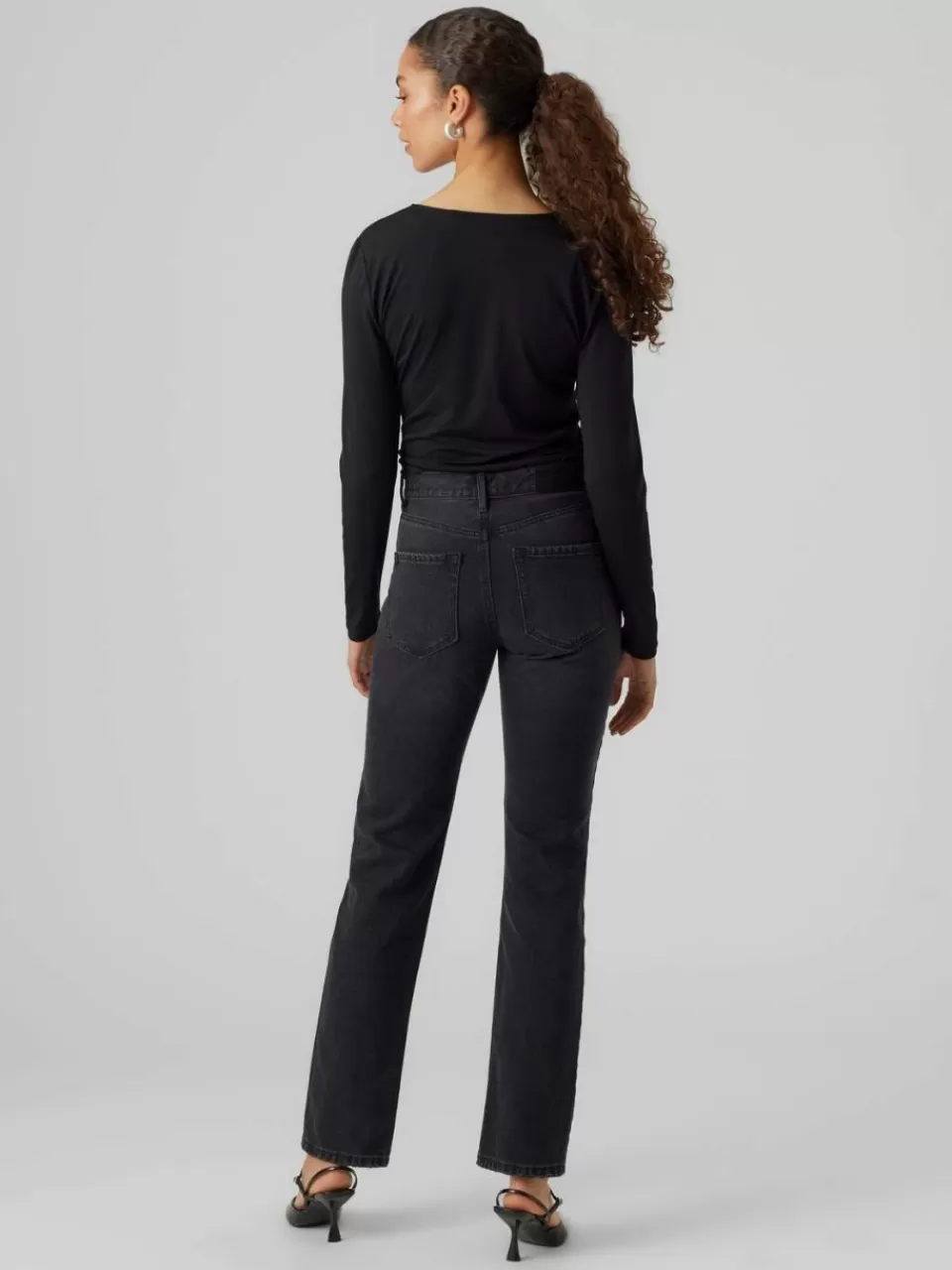 Discount VERO MODA VMHAILEY Høyt snitt Straight Fit Jeans Black Denim