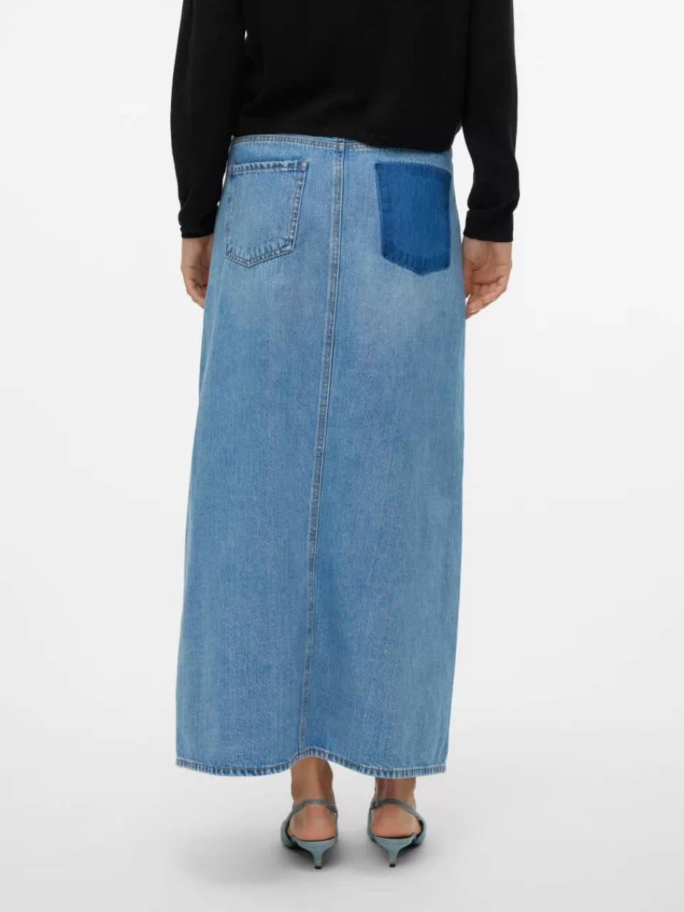 Online VERO MODA VMHART Høy midje Langt skjørt Medium Blue Denim