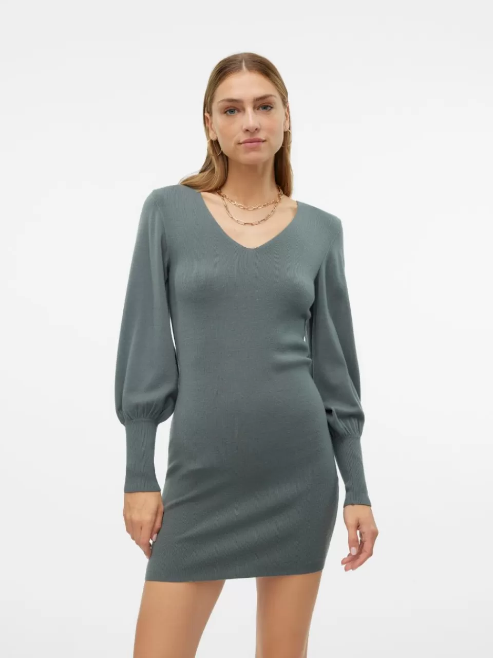 Cheap VERO MODA VMHOLLYKARISPUFF Kort kjole Balsam Green