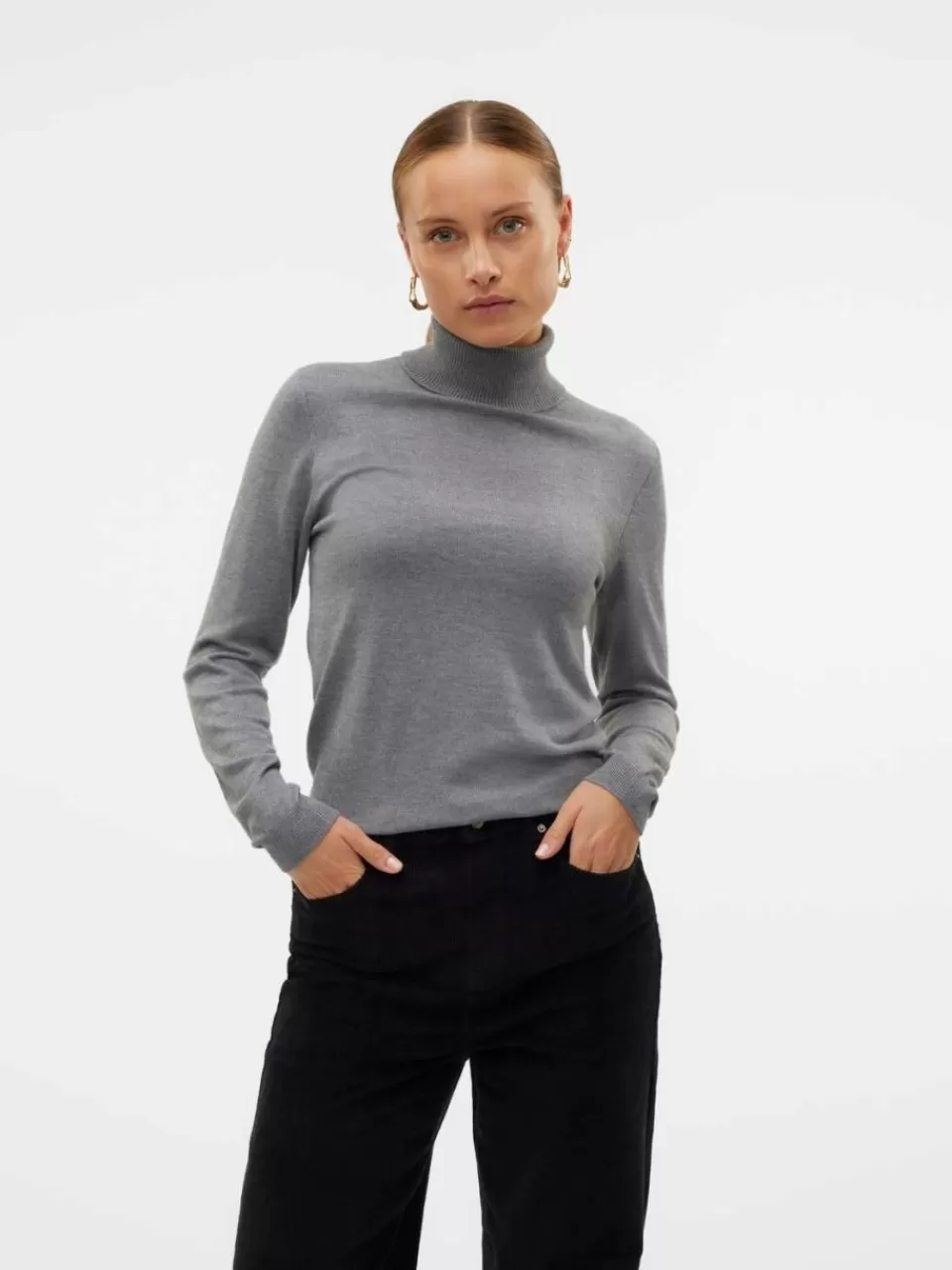 New VERO MODA VMIRIS Genser Medium Grey Melange