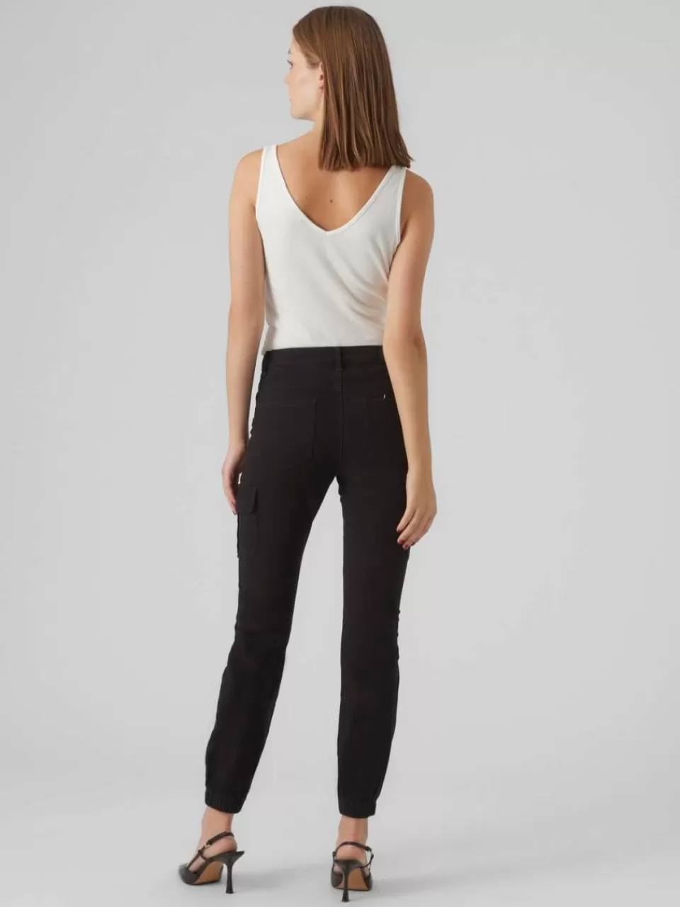 Cheap VERO MODA VMIVY Middels høyt snitt Cargobukser Black