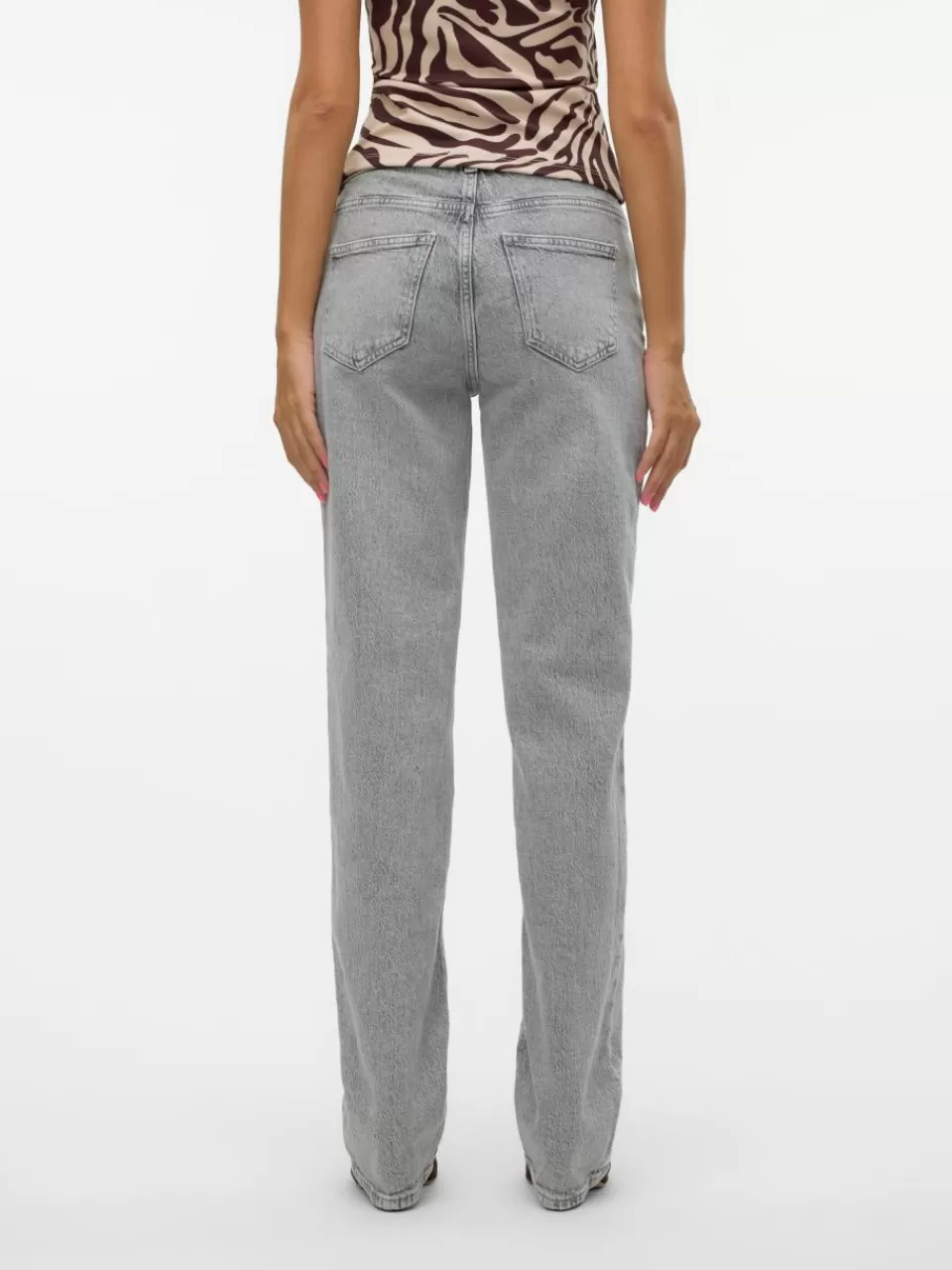 Fashion VERO MODA VMJADA Middels høyt snitt Straight Fit Jeans Light Grey Denim