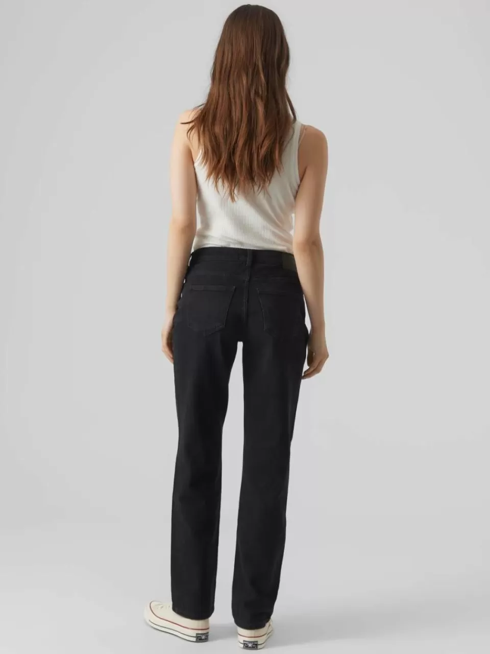 New VERO MODA VMJADA Middels høyt snitt Straight Fit Jeans Black Denim