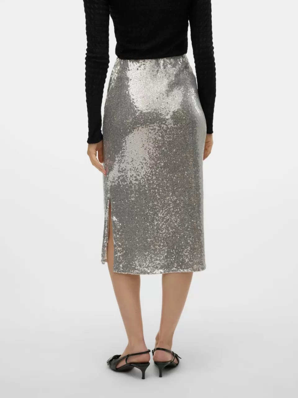 Clearance VERO MODA VMKAJE Middels høy midje Langt skjørt Silver