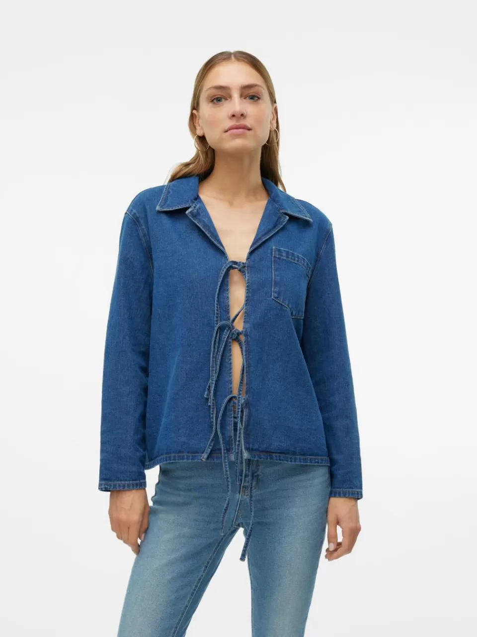 Online VERO MODA VMKARLA Denimskjorte Medium Blue Denim