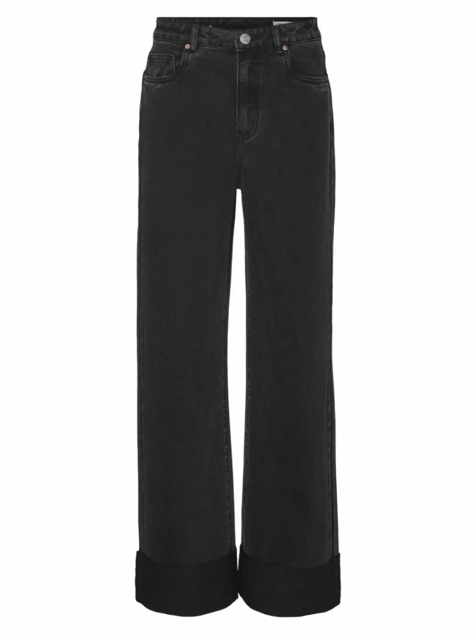 Hot VERO MODA VMKATHY Super high rise Wide Leg Fit Jeans Black Denim