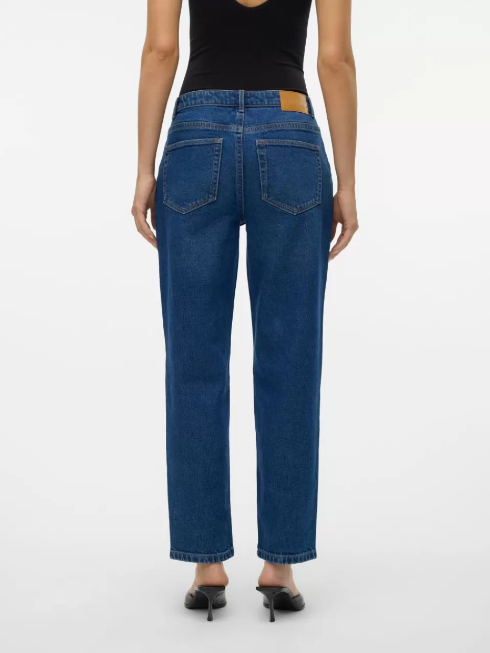 Flash Sale VERO MODA VMKYLA Middels høyt snitt Straight Fit Jeans Dark Blue Denim