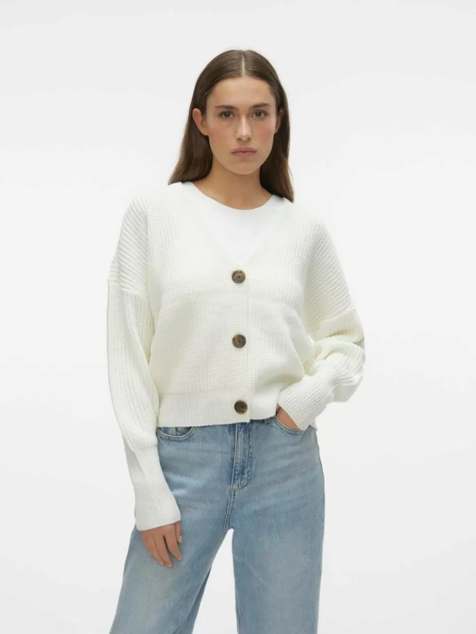 Shop VERO MODA VMLEA Strikket cardigan Cloud Dancer