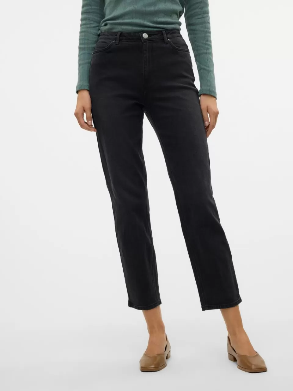 Discount VERO MODA VMLINDA Høyt snitt Mom Fit Jeans Black Denim