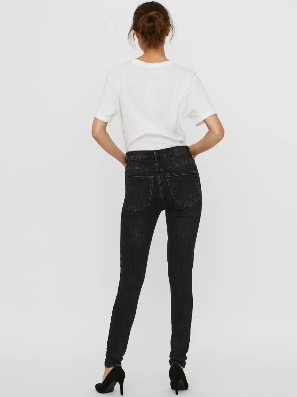 Clearance VERO MODA VMLOA Høyt snitt Skinny Fit Jeans Black