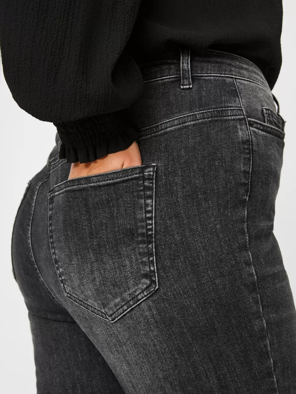 Best Sale VERO MODA VMLORA Høyt snitt Skinny Fit Jeans Black Denim