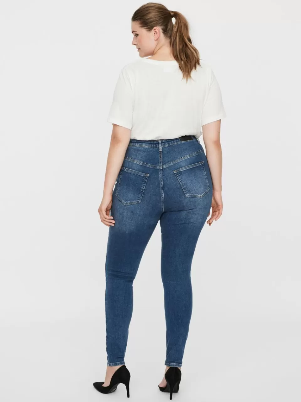 Best Sale VERO MODA VMLORA Høyt snitt Skinny Fit Jeans Medium Blue Denim