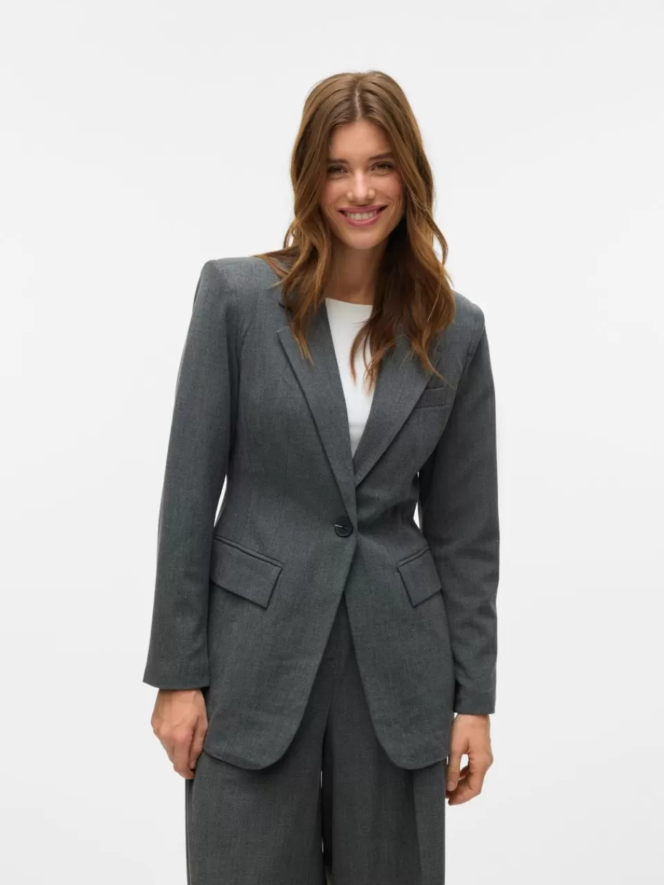 Clearance VERO MODA VMLOVELY Blazer Medium Grey Melange