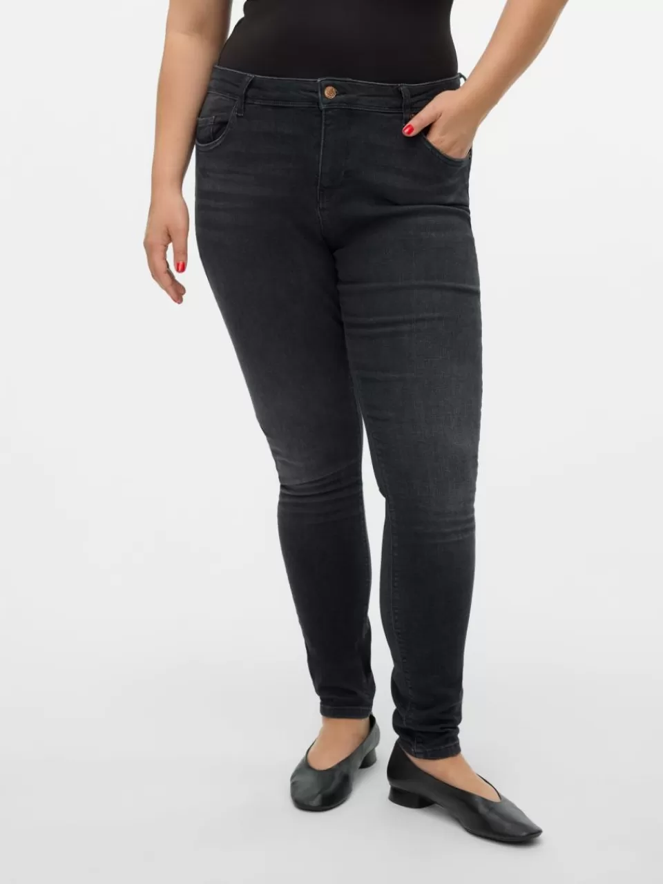 Store VERO MODA VMLUX Middels høyt snitt Slim Fit Jeans Black