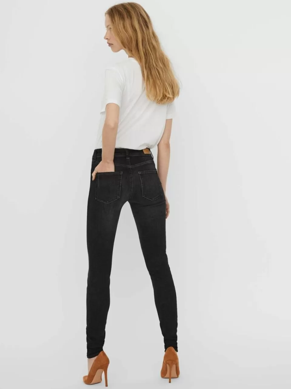 Fashion VERO MODA VMLUX Middels høyt snitt Slim Fit Jeans Black