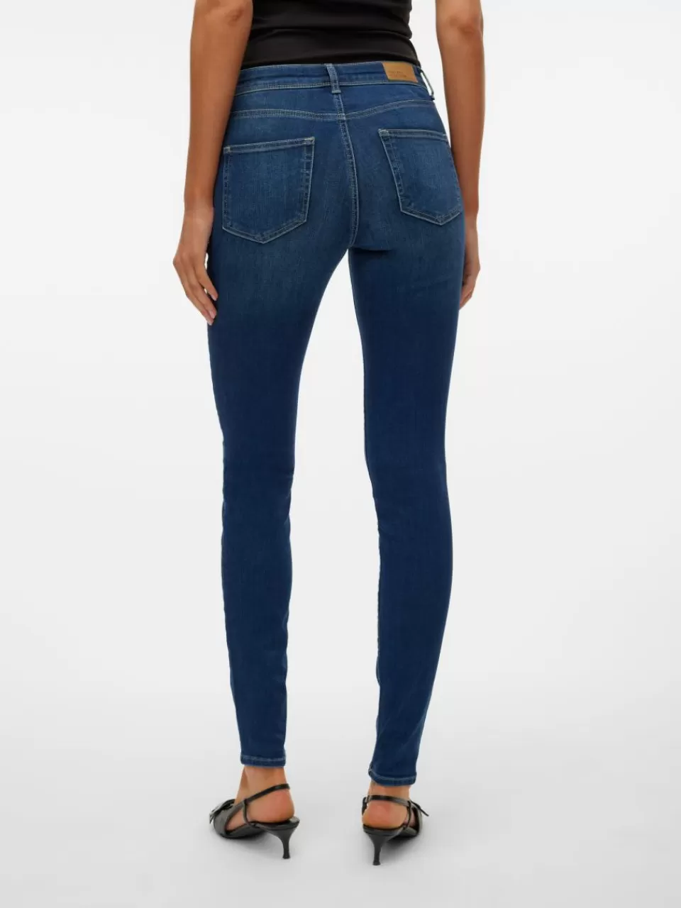 Best VERO MODA VMLUX Middels høyt snitt Slim Fit Jeans Medium Blue Denim