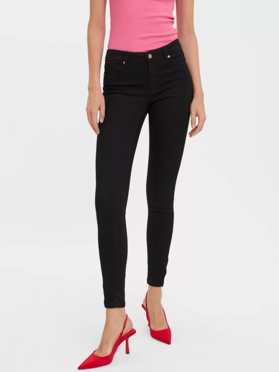 Online VERO MODA VMLYDIA Lavt snitt Skinny Fit Jeans Black