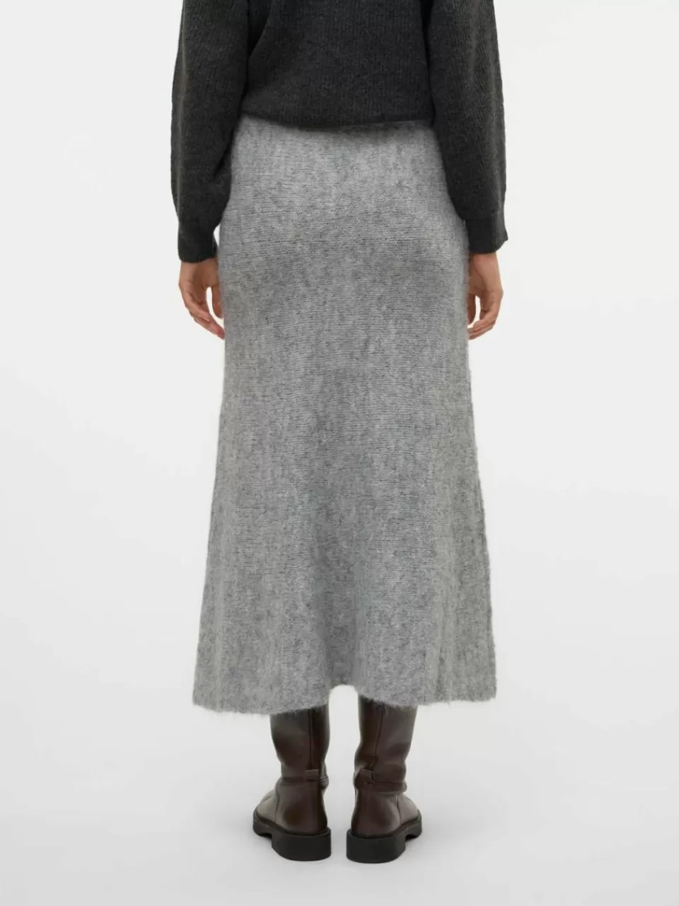 Fashion VERO MODA VMMARS Høy midje Midiskjørt Light Grey Melange