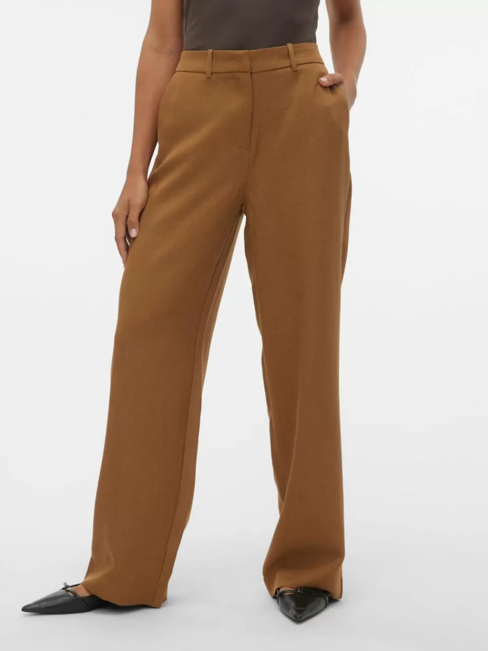 Clearance VERO MODA VMMATHILDE Middels høy midje Bukser Tobacco Brown