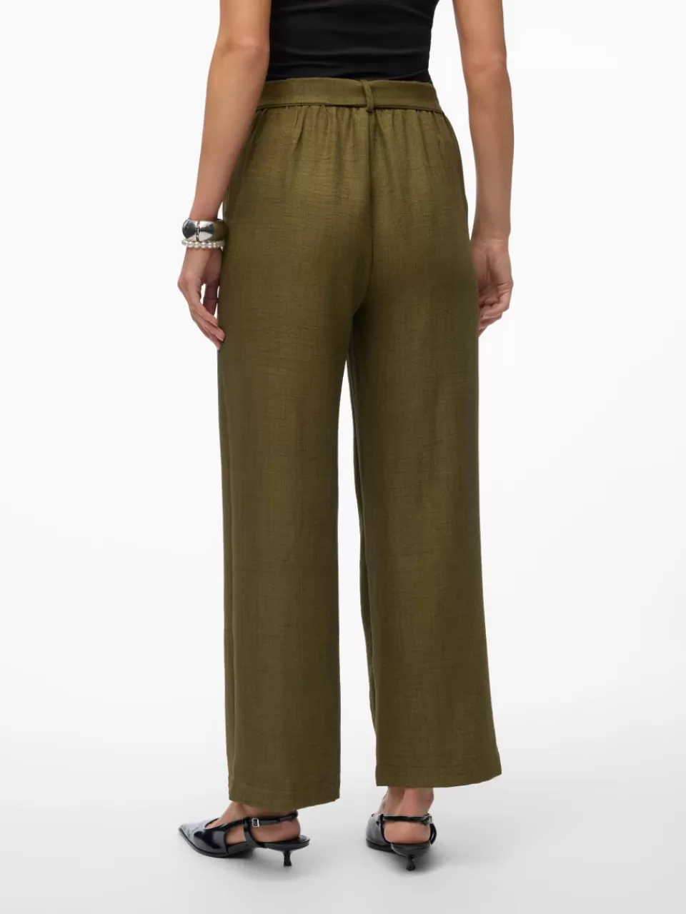 Discount VERO MODA VMMELONY Høy midje Bukser Ivy Green