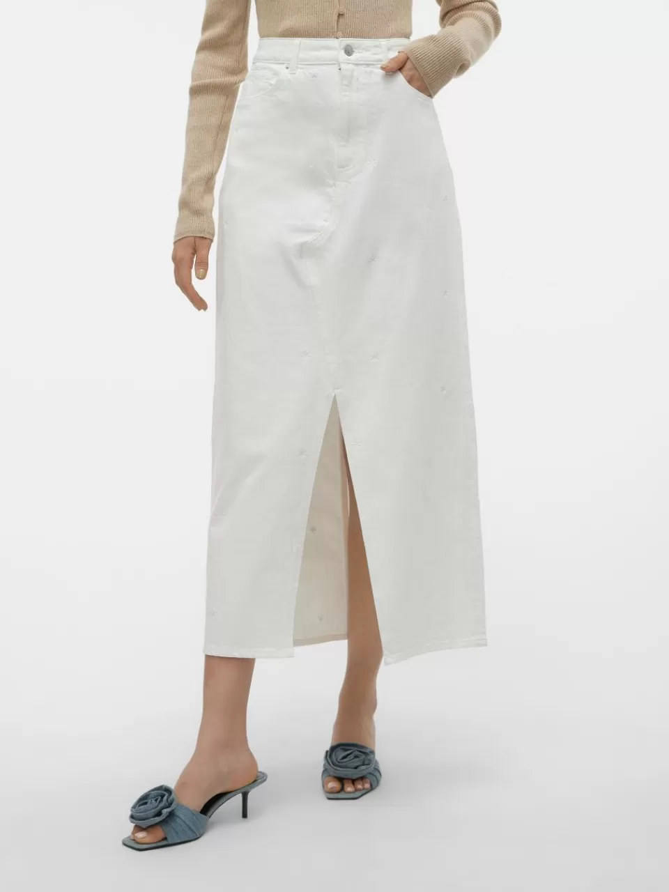 Sale VERO MODA VMMINNA Middels høy midje Langt skjørt Bright White