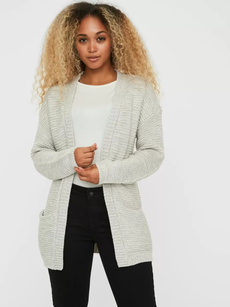 Best VERO MODA VMNO Strikket cardigan Light Grey Melange