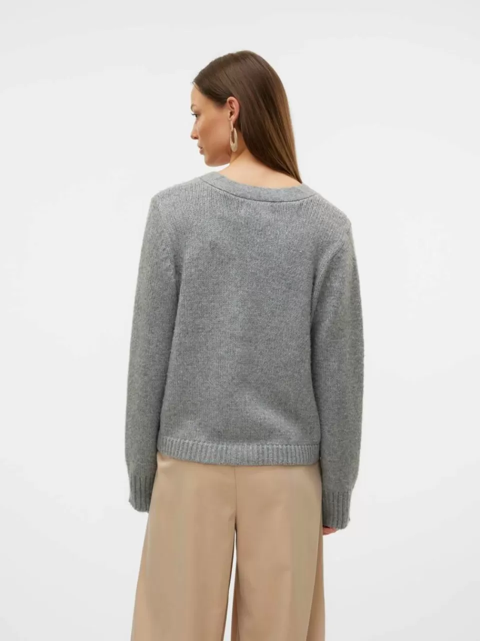 New VERO MODA VMOLGA Strikket cardigan Medium Grey Melange