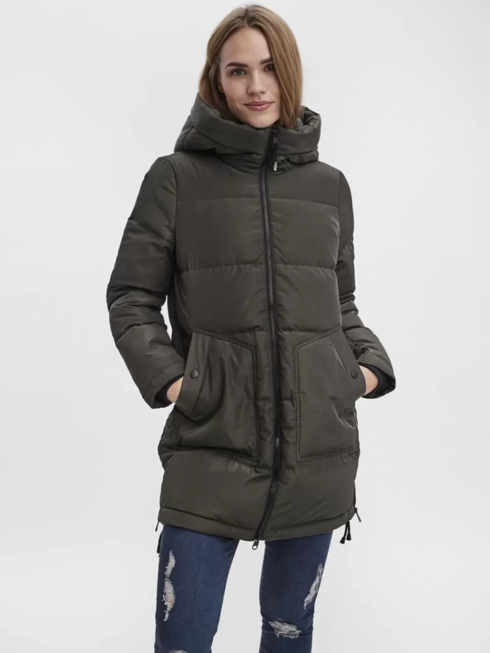 Hot VERO MODA VMOSLO Dún Jakke Peat