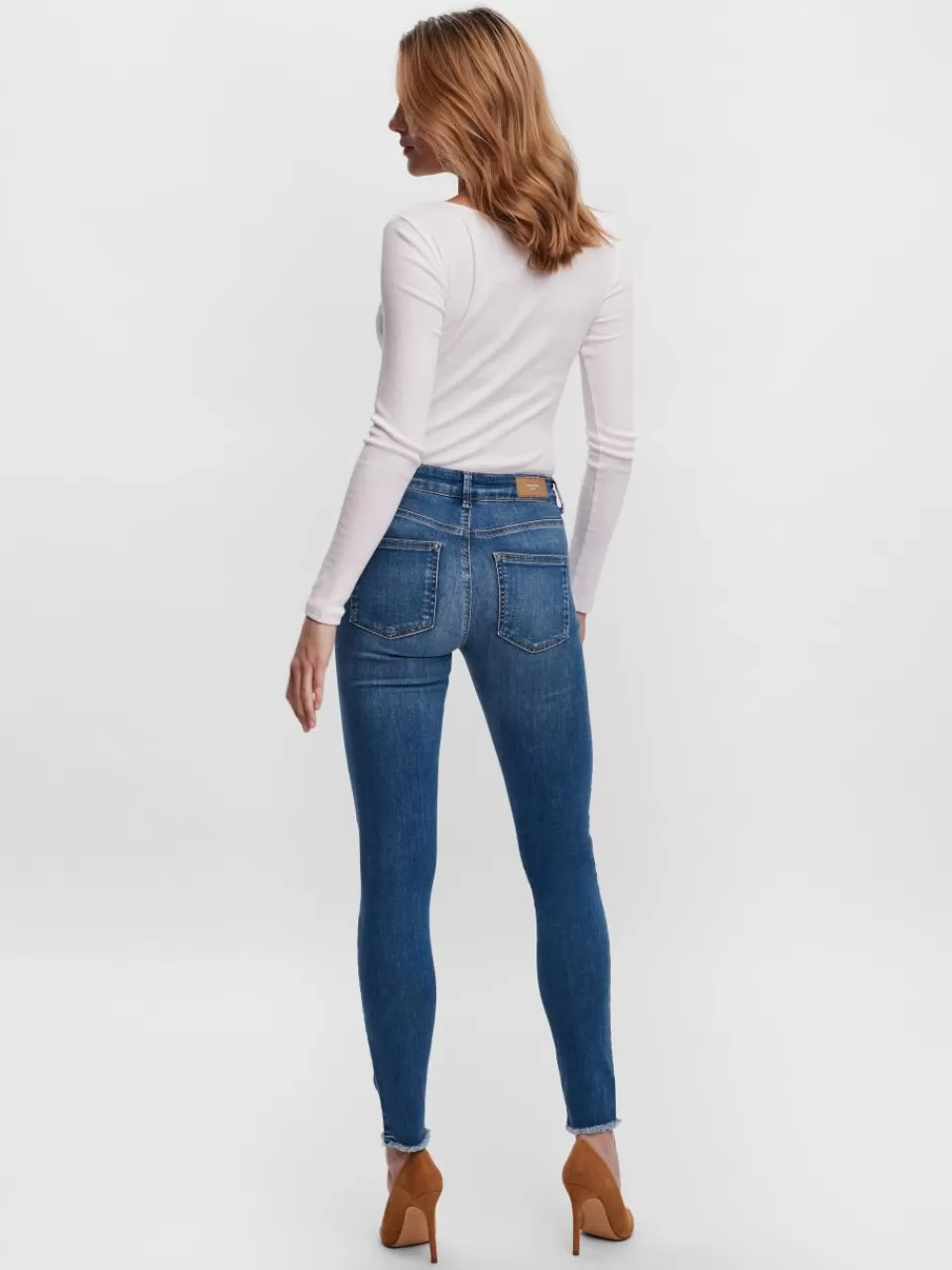 Outlet VERO MODA VMPEACH Middels høyt snitt Skinny Fit Jeans Medium Blue Denim