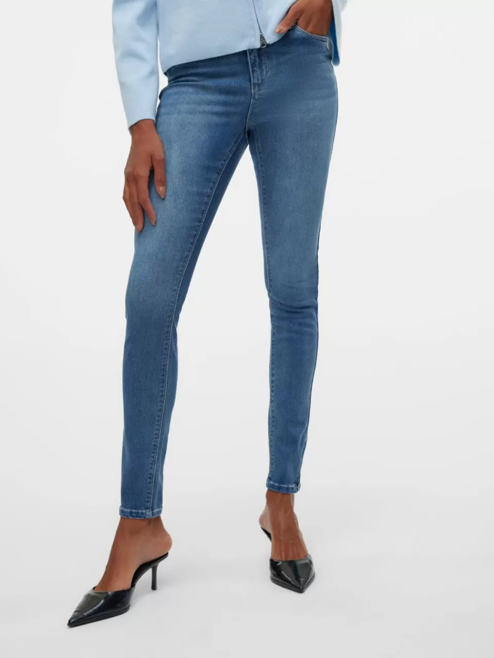 Store VERO MODA VMPOSH Middels høyt snitt Skinny Fit Jeans Medium Blue Denim