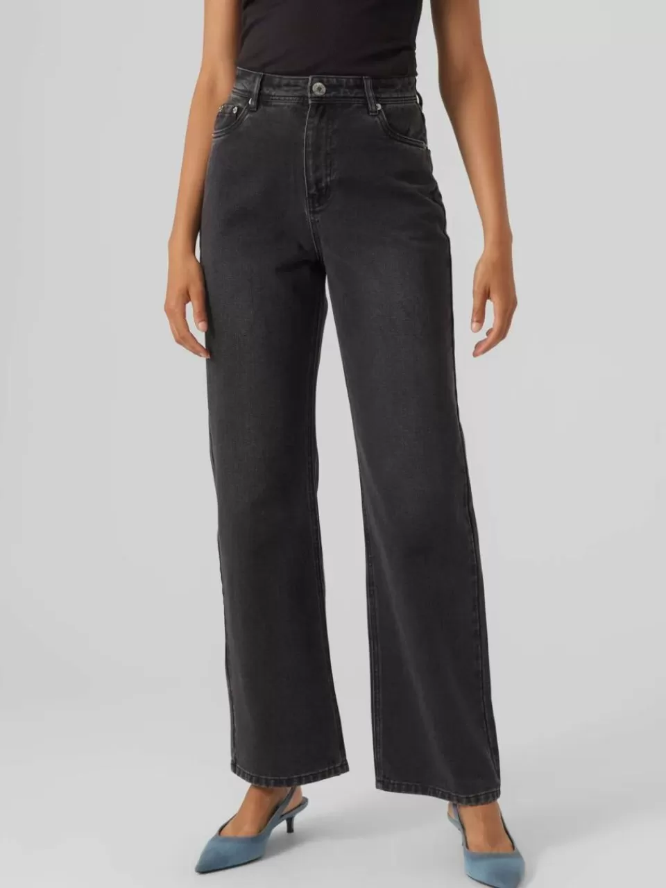 Best Sale VERO MODA VMRACHEL Høyt snitt Wide Fit Jeans Black Denim