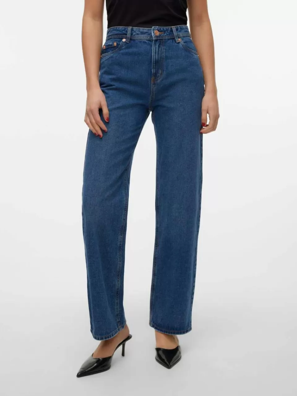 Discount VERO MODA VMRACHEL Høyt snitt Wide Fit Jeans Medium Blue Denim