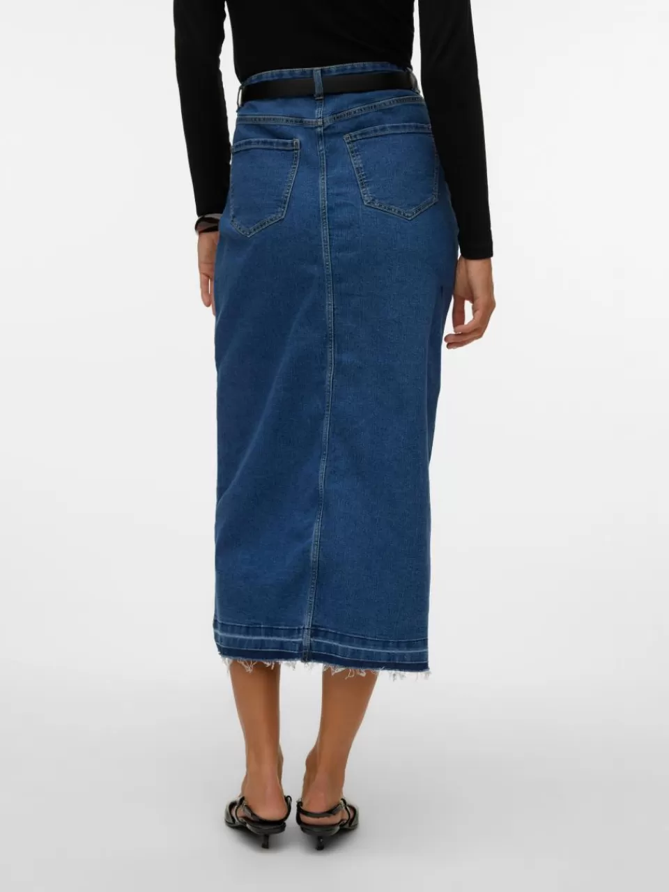 Shop VERO MODA VMREAL Høy midje Langt skjørt Medium Blue Denim