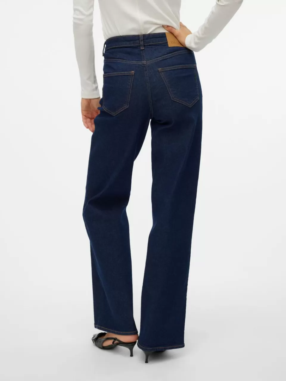 Sale VERO MODA VMREBECCA Super high rise Wide Fit Jeans Dark Blue Denim
