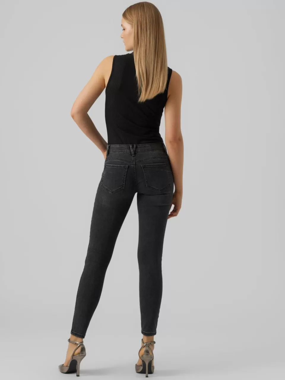 New VERO MODA VMROBYN Lavt snitt Skinny Fit Jeans Black Denim