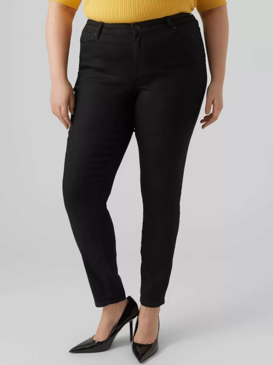 Online VERO MODA VMRUDY Middels høy midje Slim Fit Jeans Black