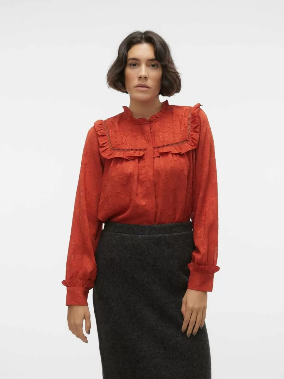 Cheap VERO MODA VMSASCHA Skjorte Red Ochre