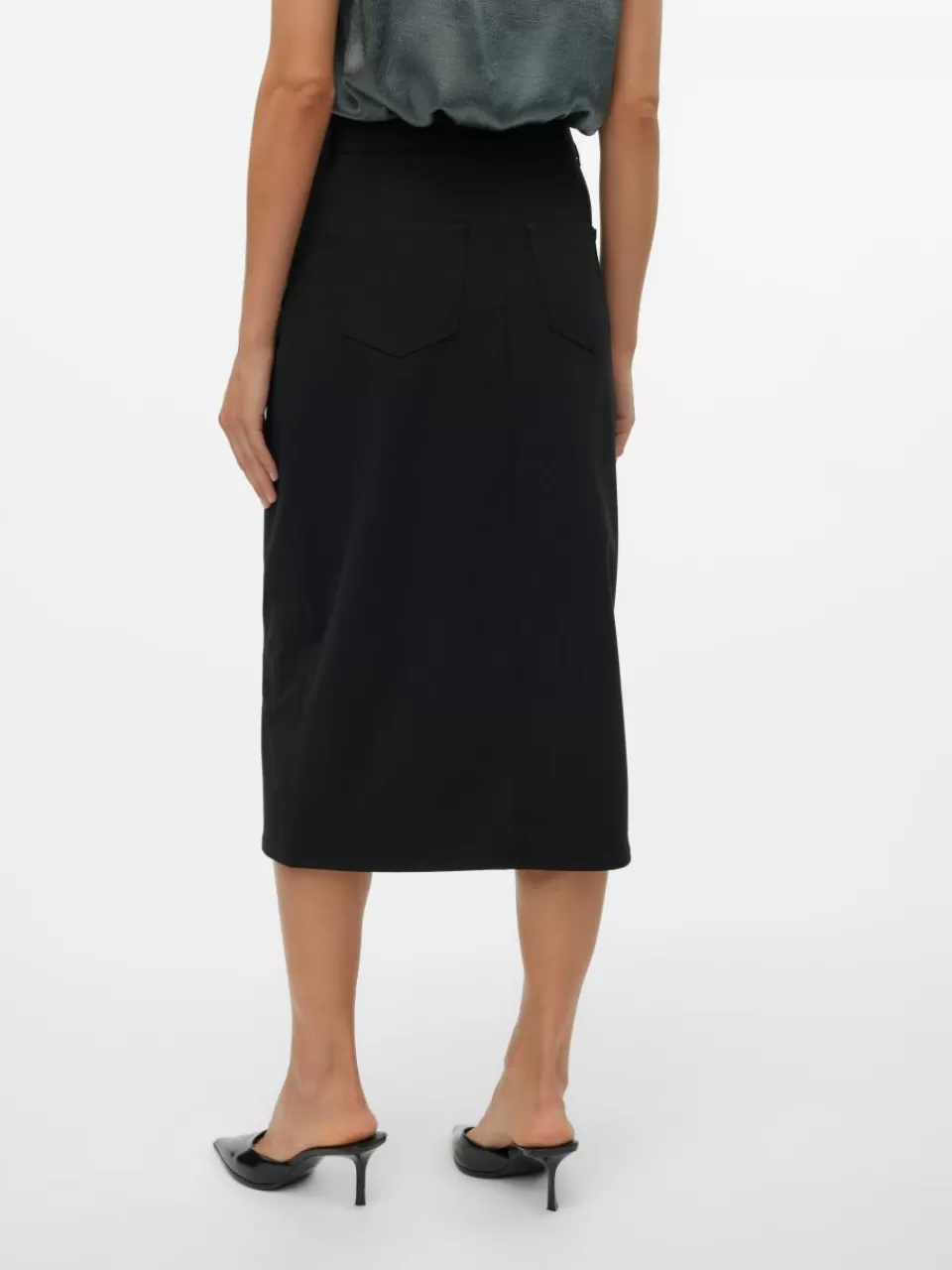 New VERO MODA VMSASIE Høy midje Langt skjørt Black