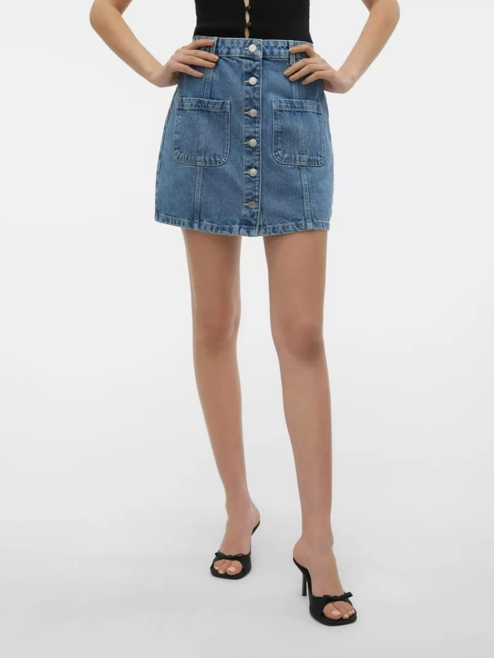 Cheap VERO MODA VMSASJO Middels høy midje Kort skjørt Medium Blue Denim