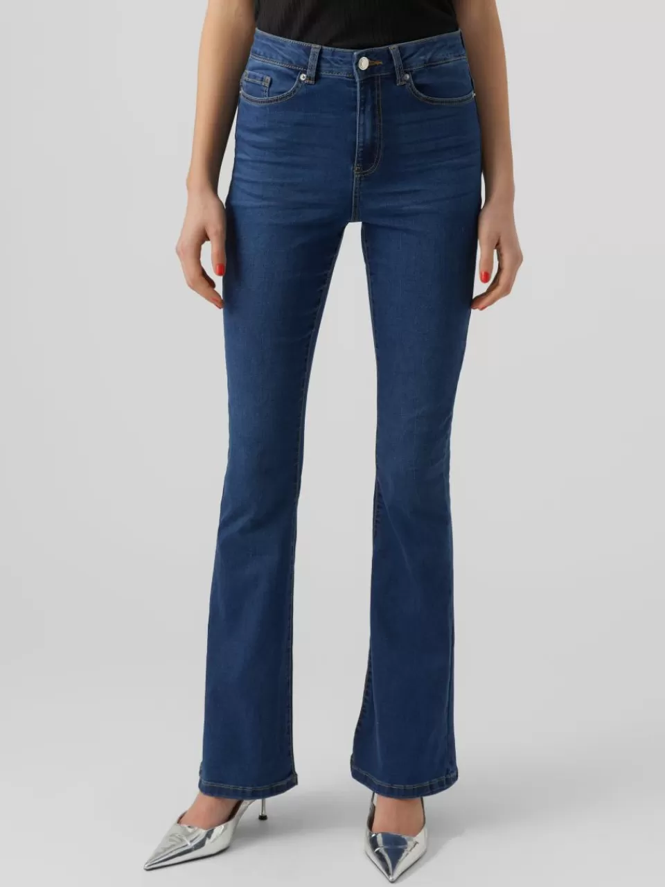 Sale VERO MODA VMSIGA Høyt snitt Flared Fit Jeans Dark Blue Denim