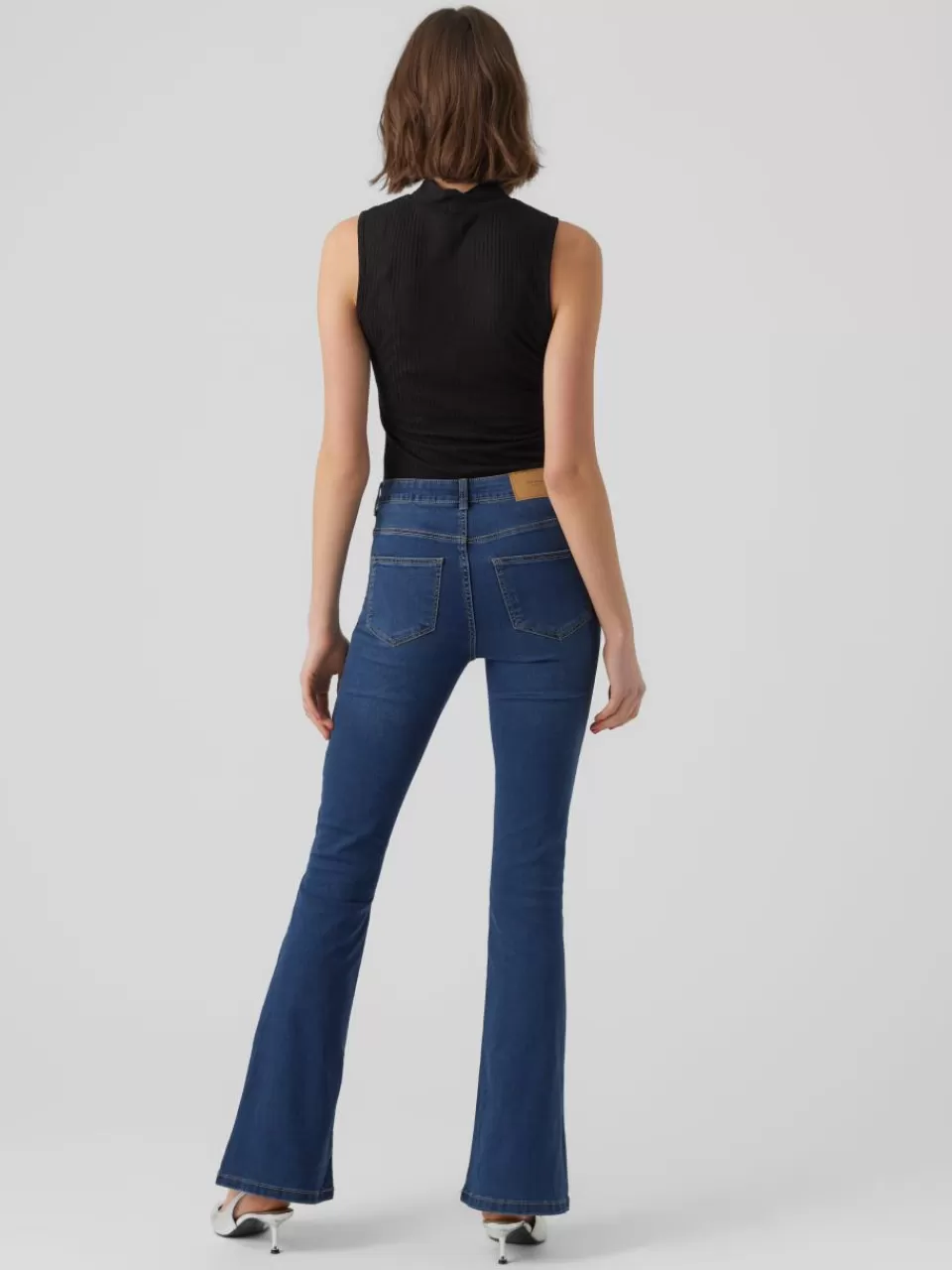 Sale VERO MODA VMSIGA Høyt snitt Flared Fit Jeans Dark Blue Denim