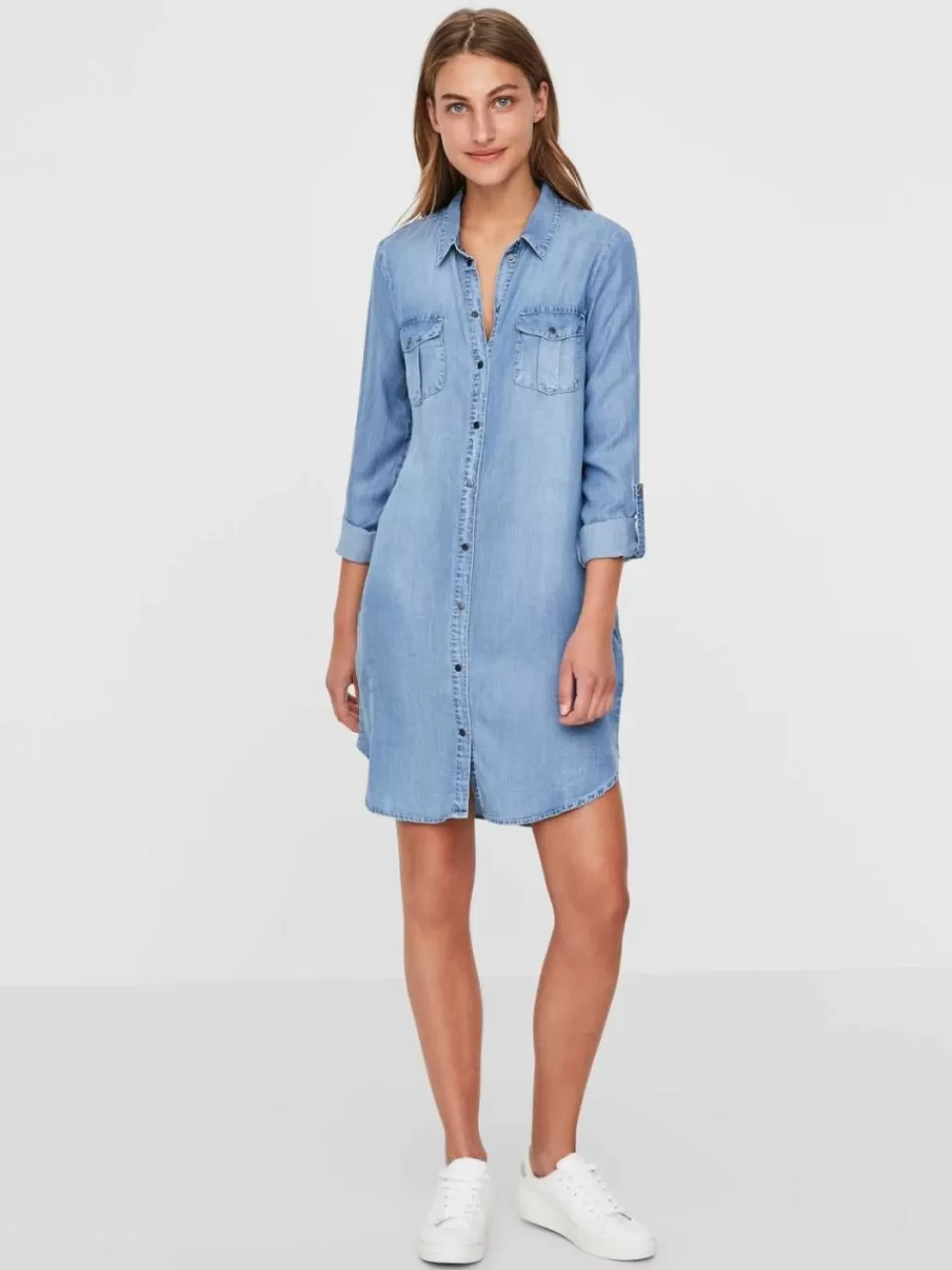 Best Sale VERO MODA VMSIGGA Kort kjole Light Blue Denim