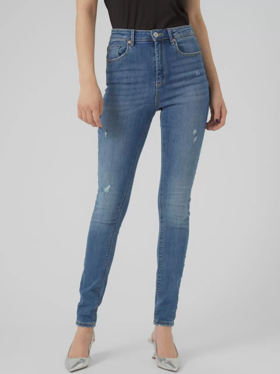 Flash Sale VERO MODA VMSOPHIA Høyt snitt Skinny Fit Jeans Medium Blue Denim