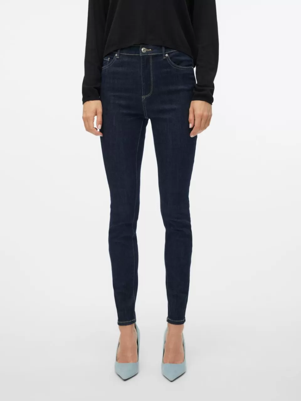 Hot VERO MODA VMSOPHIA Høyt snitt Skinny Fit Jeans Dark Blue Denim