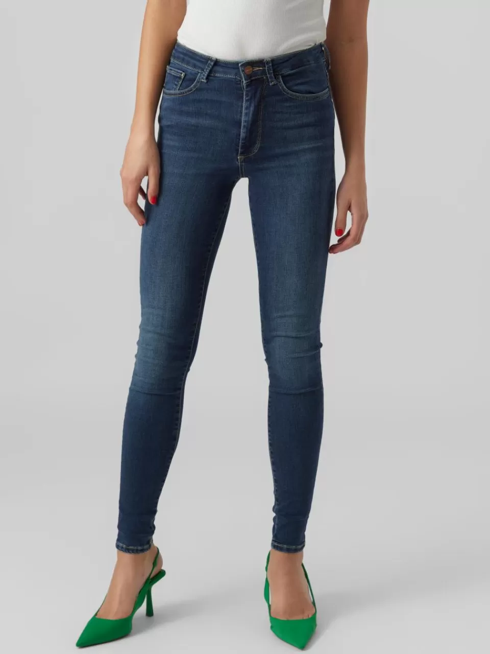 Discount VERO MODA VMSOPHIA Høyt snitt Skinny Fit Jeans Dark Blue Denim