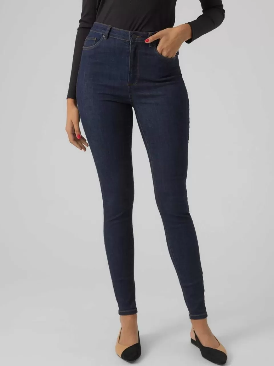 Sale VERO MODA VMSOPHIA Høyt snitt Skinny Fit Jeans Dark Blue Denim