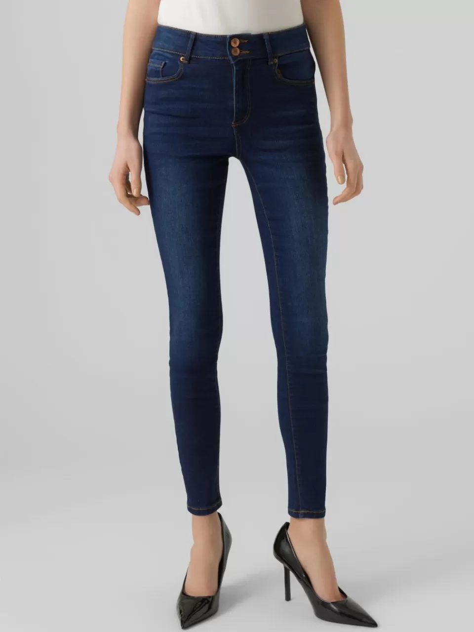 Shop VERO MODA VMSOPHIA Høyt snitt Skinny Fit Jeans Dark Blue Denim