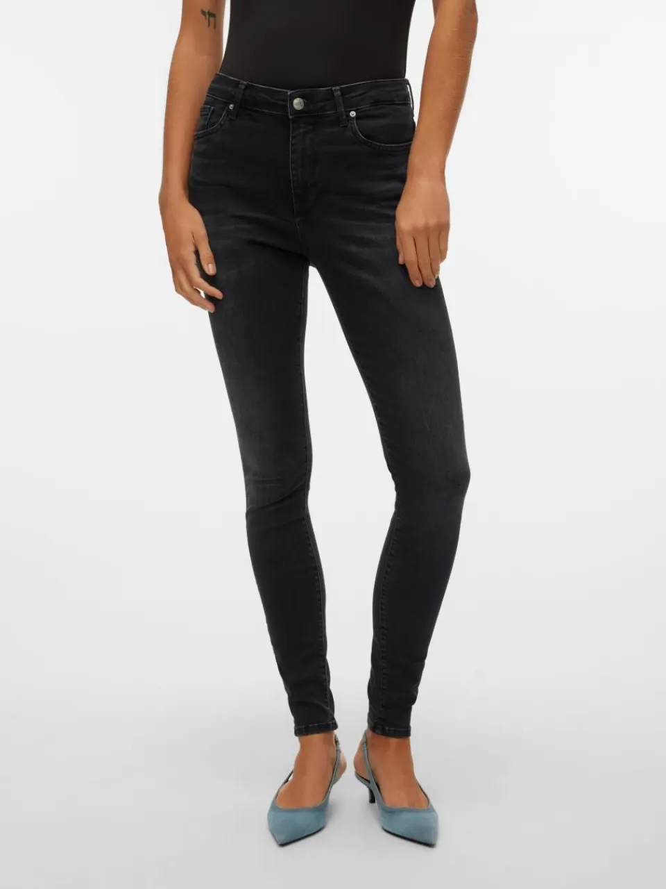 New VERO MODA VMSOPHIA Høyt snitt Skinny Fit Jeans Black Denim