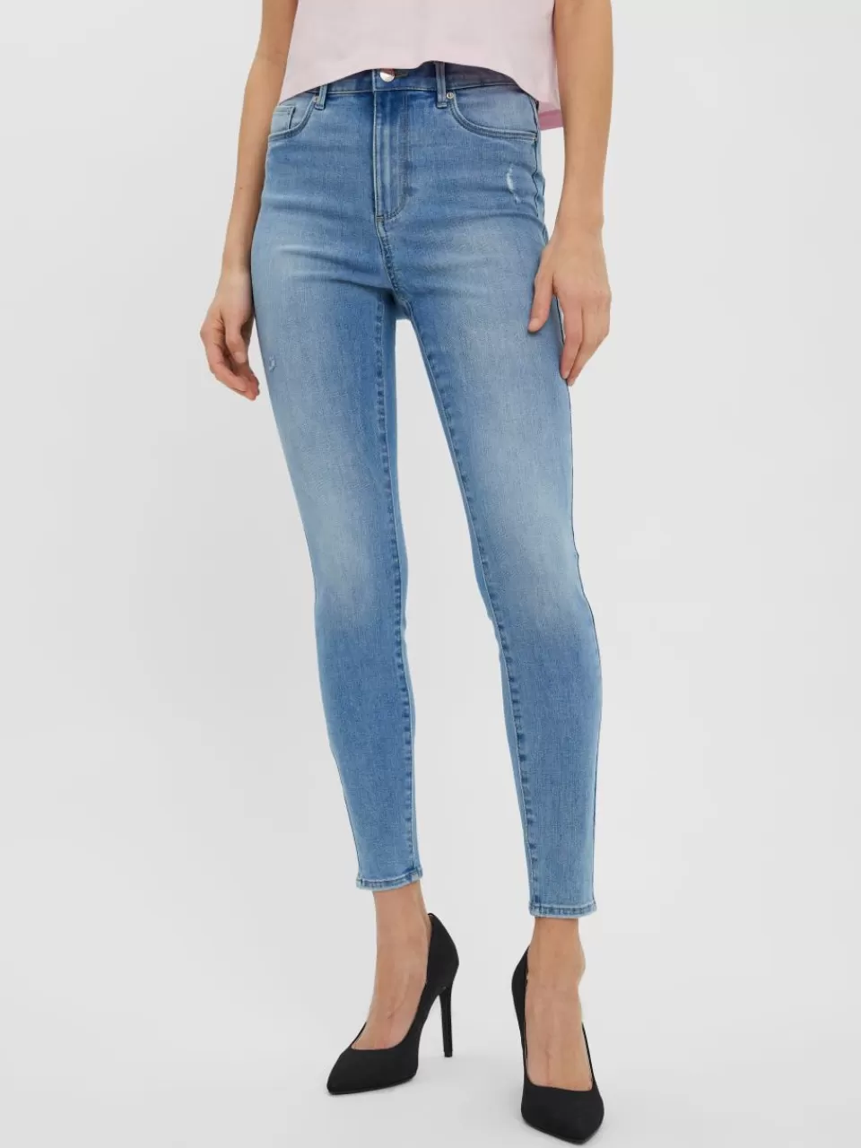 Cheap VERO MODA VMSOPHIA Høyt snitt Skinny Fit Jeans Light Blue Denim